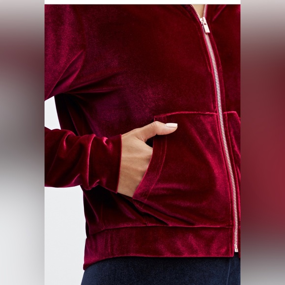 Fabletics - Velour Hoodie Cherry Burst Red Size S Zip Up - Picture 5 of 8